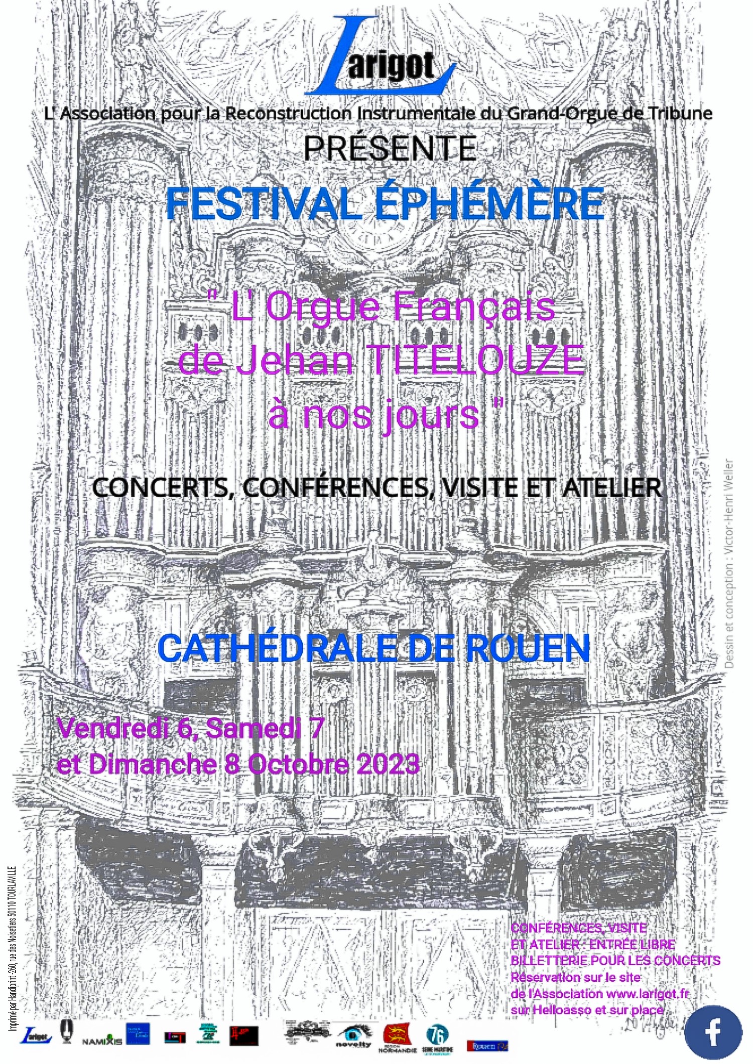 Festival éphémère "l'orgue français" du 6 au 8 octobre 2023 - Cathédrale Notre Dame de Rouen